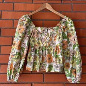 J. CREW Women's Floral Long Sleeve Blouse Top Size 0